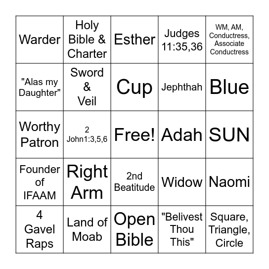 OES BINGO Card