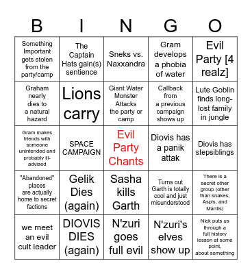 Serpent's Skull Bingo Board Bingo Card