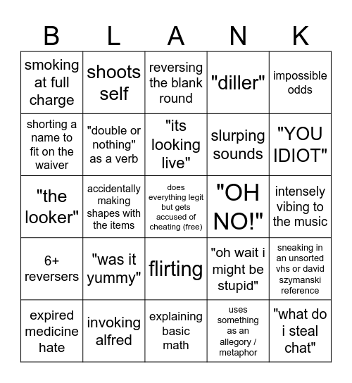 gladosluver buckshot roulette bingo Card