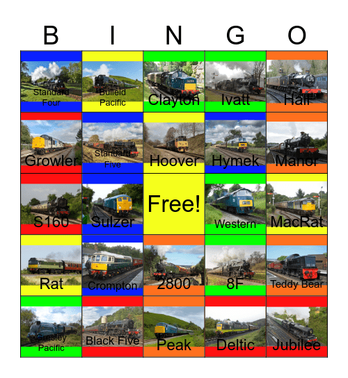 Tourist Railway Lines and Railway Museums in the U.K-Past and Present Bingo Card