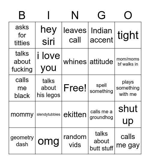 Bf Bingo Card