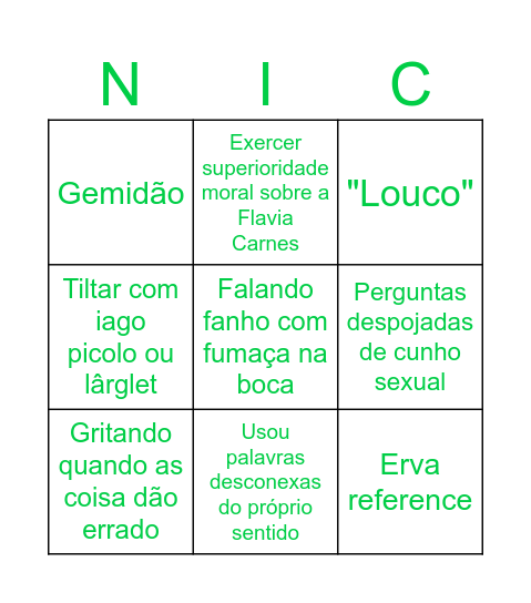 FUMANTE Bingo Card