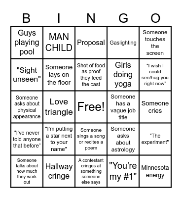 LOVE IS BLIND - SEASON 8 Bingo Card