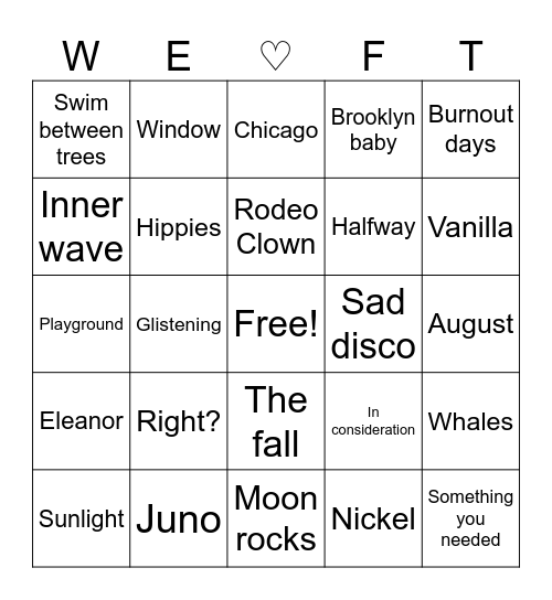 Getting Flipturnt 2025 Bingo Card