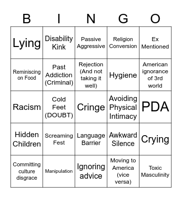 90 Day Fiancé Bingo Card
