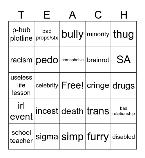 Tomorrows teachings Bingo Card