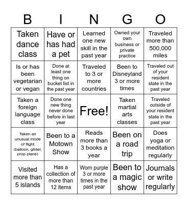 FUN ACTIVITIES has Bingo Card