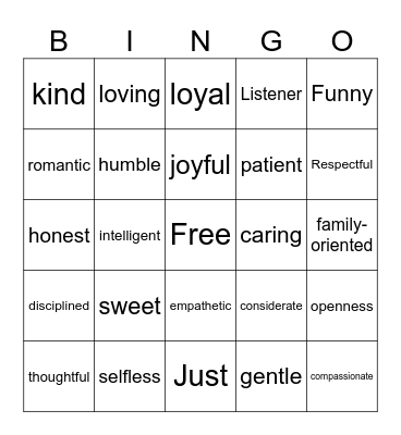 Perfect mate bingo Card