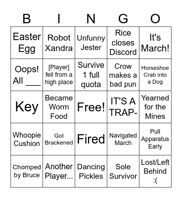 LETHAL BINGO Card