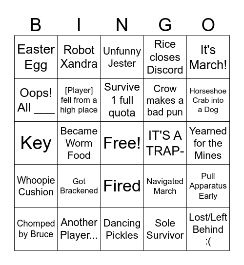 LETHAL BINGO Card