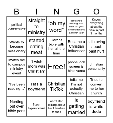 new Christian girl Bingo Card