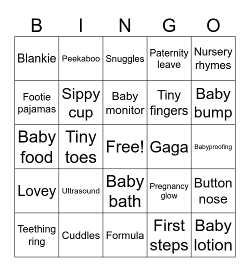 Baby Bebis Bingo Card