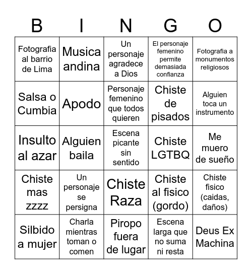 Vilchez BINGO Card