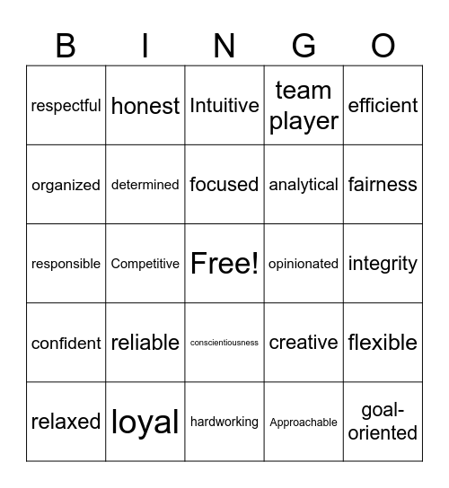 Work Immersion Bingo Card