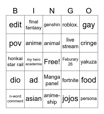 giznelle Bingo Card