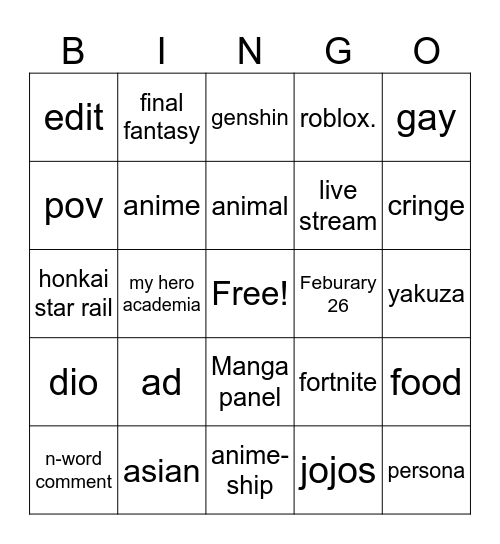 giznelle Bingo Card