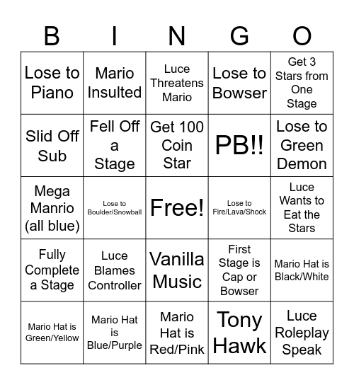 IronMario Bingo Card