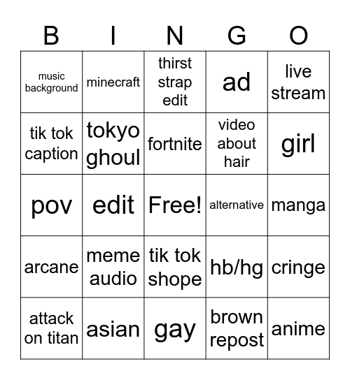 qeenra tiktok Bingo Card