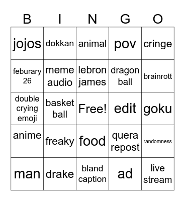 jesse tiktok Bingo Card
