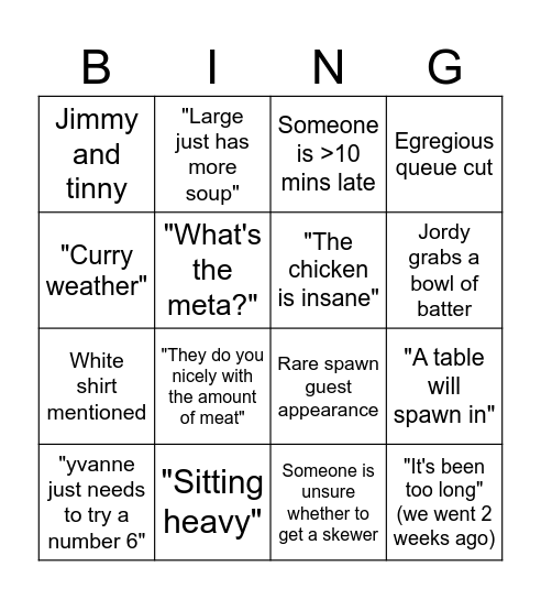 Hifumiya bingo Card