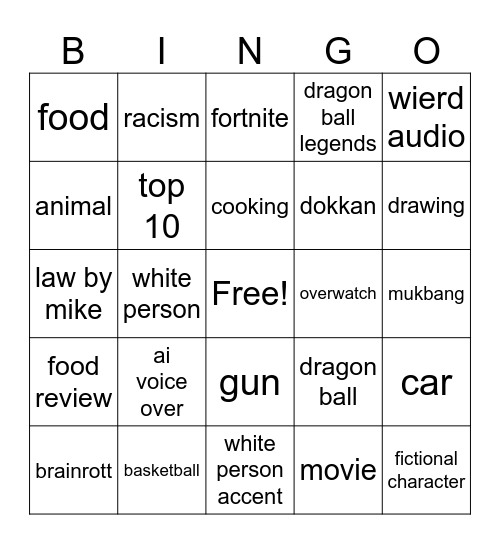 my bingo board Bingo Card