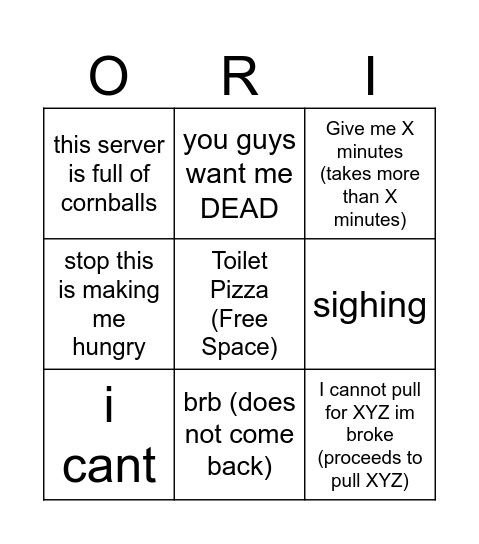 anish slander bingo Card