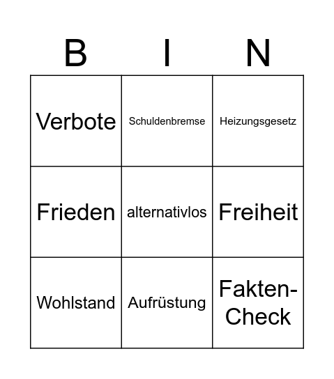 Wahl Bingo 2025 Bingo Card