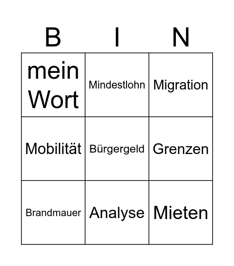 Wahl Bingo 2025 Bingo Card
