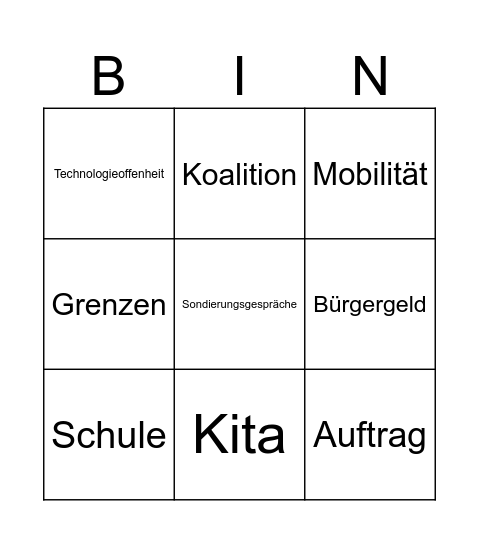 Wahl Bingo 2025 Bingo Card