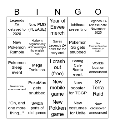 Pkmn Day 2025 Bingo Card
