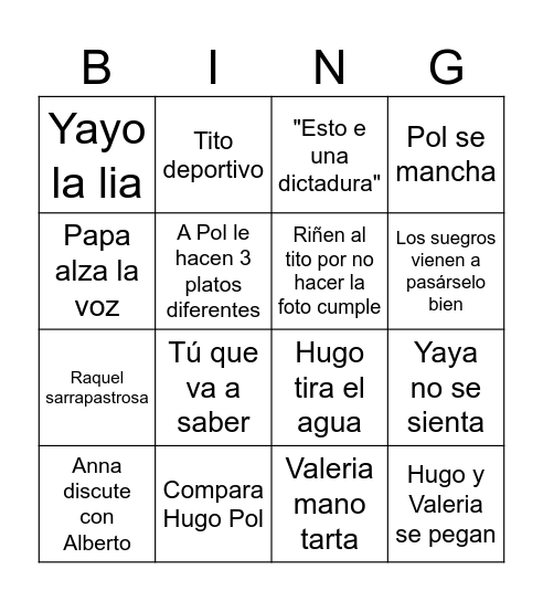 Valeria cumple Bingo Card