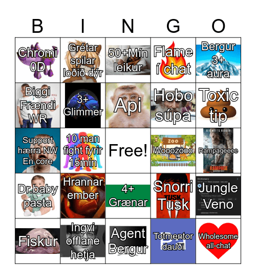 Arena vs NLG Bingo Card