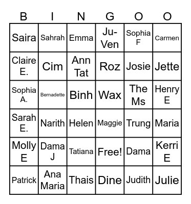 People Bingo Card
