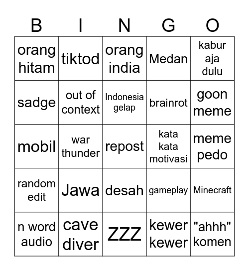Isi Ig byan Bingo Card