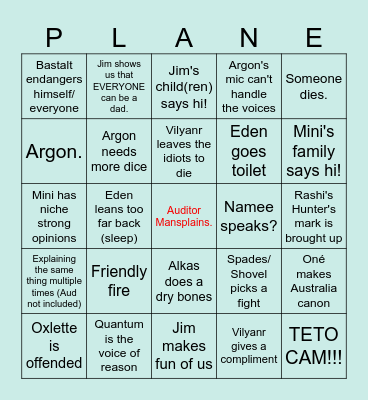 PLANE-SCRAPING BY Bingo Card