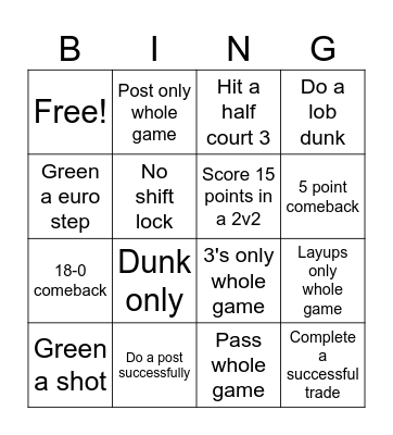 Basketball legends bingo Card