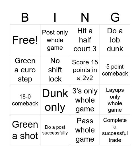 Basketball legends bingo Card