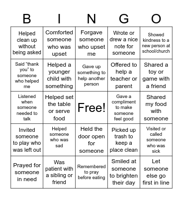 Love and Responsibility Bingo Card