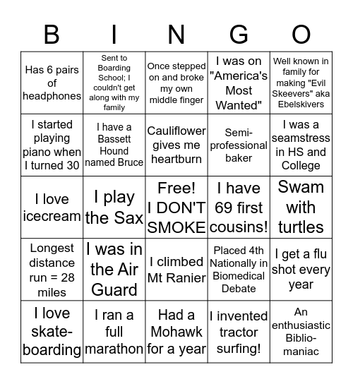 UW-CTRI HUMAN Bingo Card
