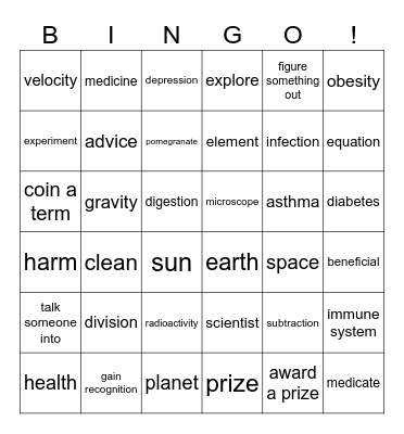 Unit 7 Bingo Card