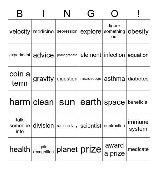 Unit 7 Bingo Card