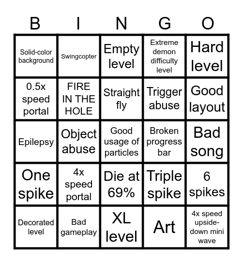GD Bingo Card