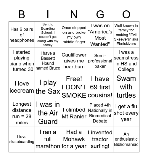 UW-CTRI HUMAN Bingo Card