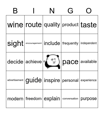 Bingo (Week 1 A-B) Bingo Card