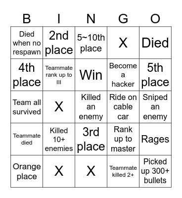 COD Mobile bingo Card