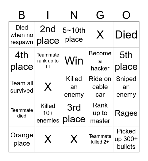 COD Mobile bingo Card