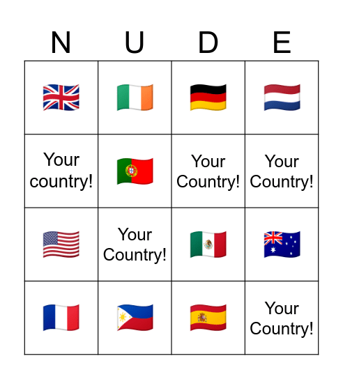 Around the World! Bingo Card