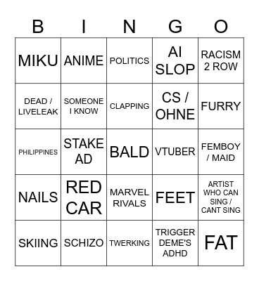 instagram bingo Card