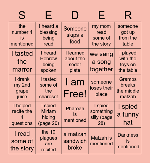 OUR PASSOVER BINGO Card