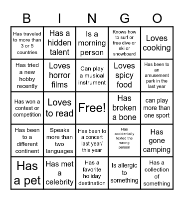 HUMAN BINGO Card